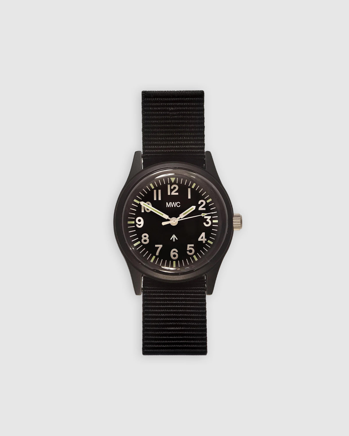 Classic 1960s/70s European Pattern Military Watch – Matt Black (Webbing Strap)
