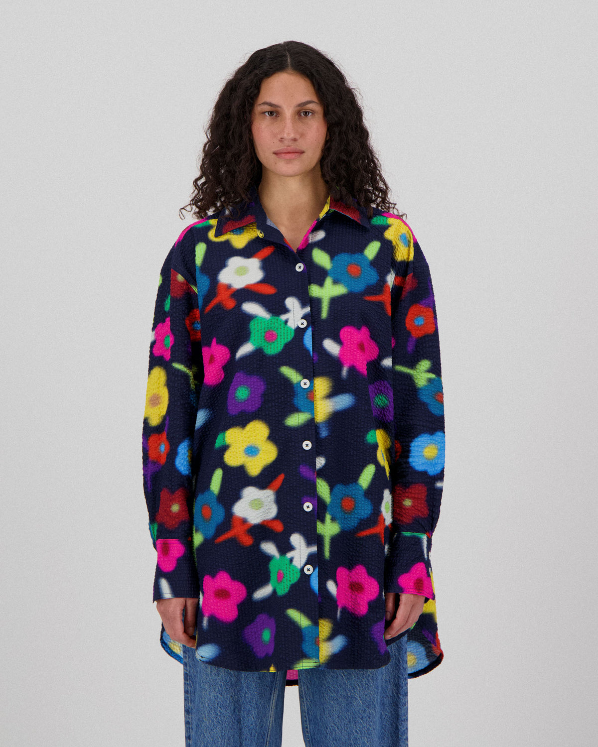 Big Lovely Shirt - Trippy Flowers - Space (Women)