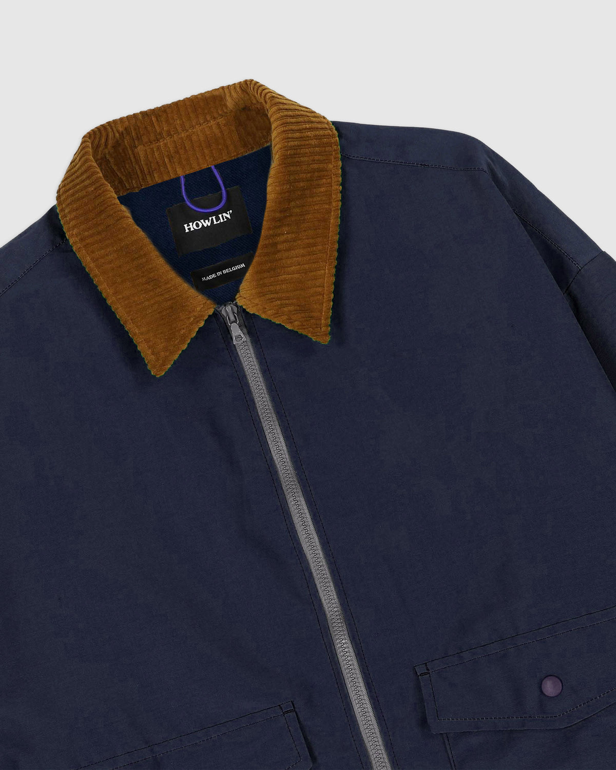 Boxy Swing Jacket - Cord Neck - Navy