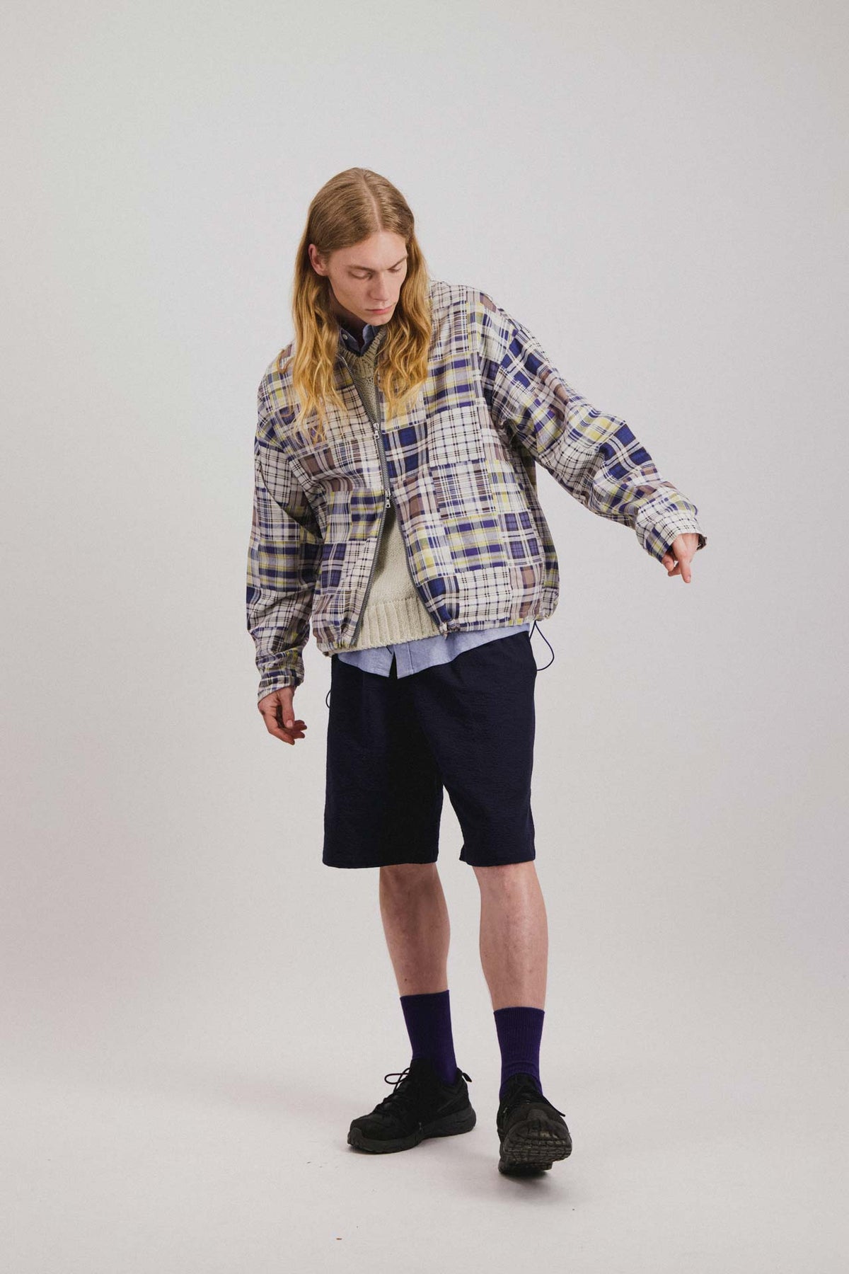 Boxy Swing Jacket - Fantasy - Blue Madras Mix