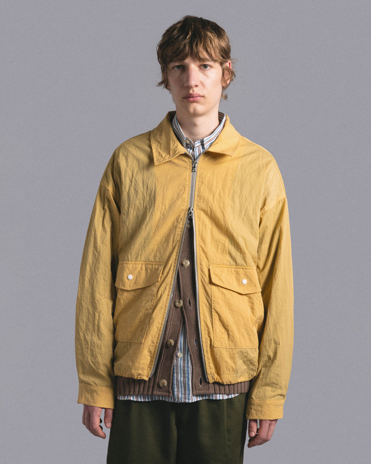 Boxy Swing Jacket - Grungy Japanese Nylon Twill - Yellow