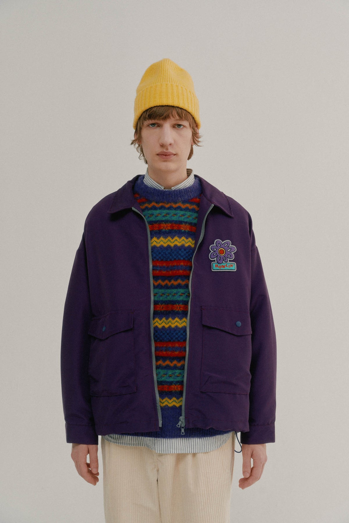 Boxy Swing Jacket - Howlin’ Flower Purple