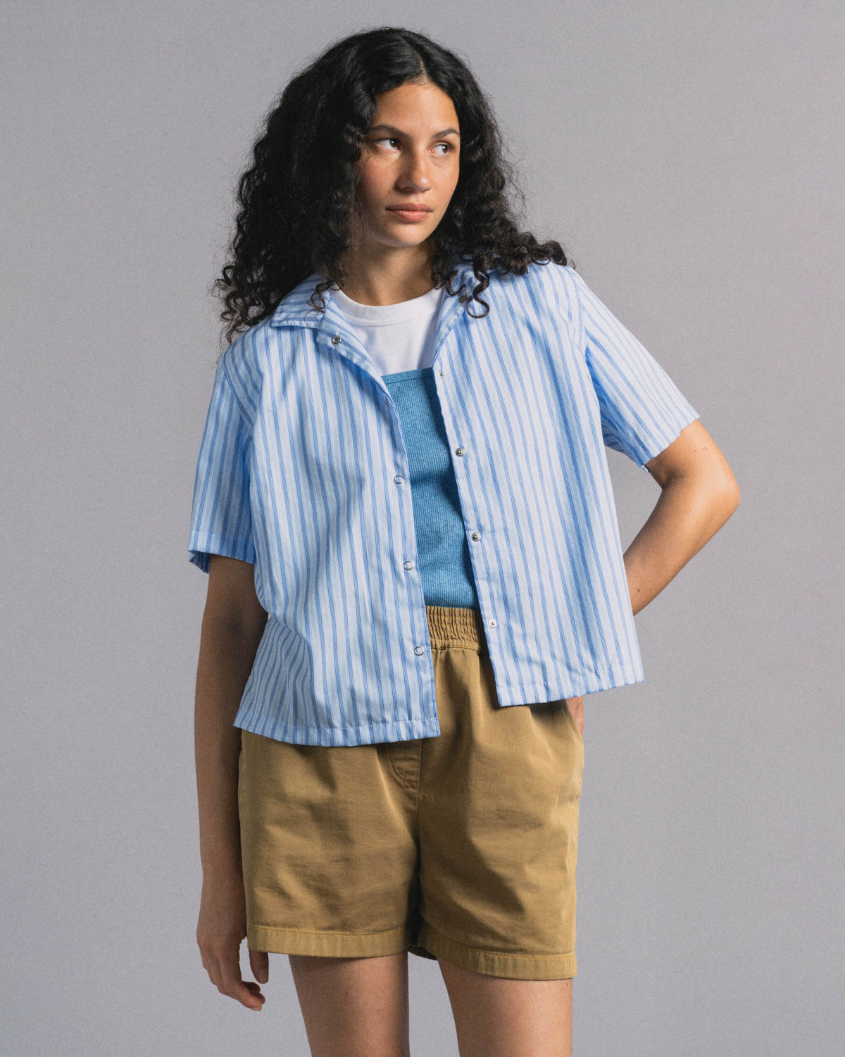 Cocktails For The Girls Shirt - Fine Stripes - Multi Blue (Women)