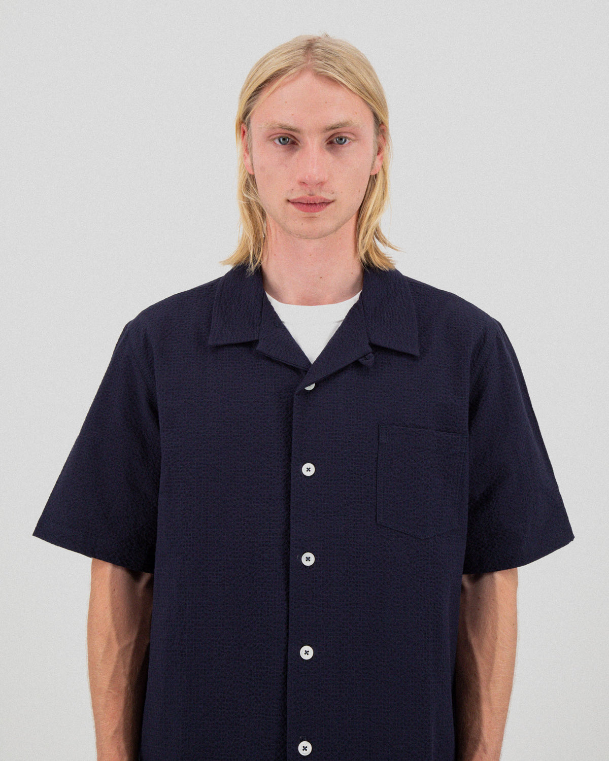 Cocktail Shirt - Crispy Seersucker - Navy