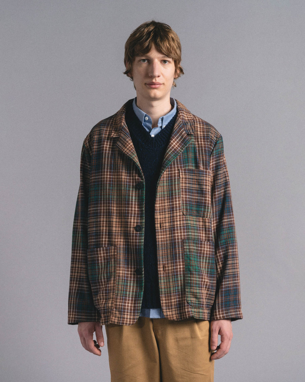 Cosmic Blazer - Japanese Twill Check - Brown
