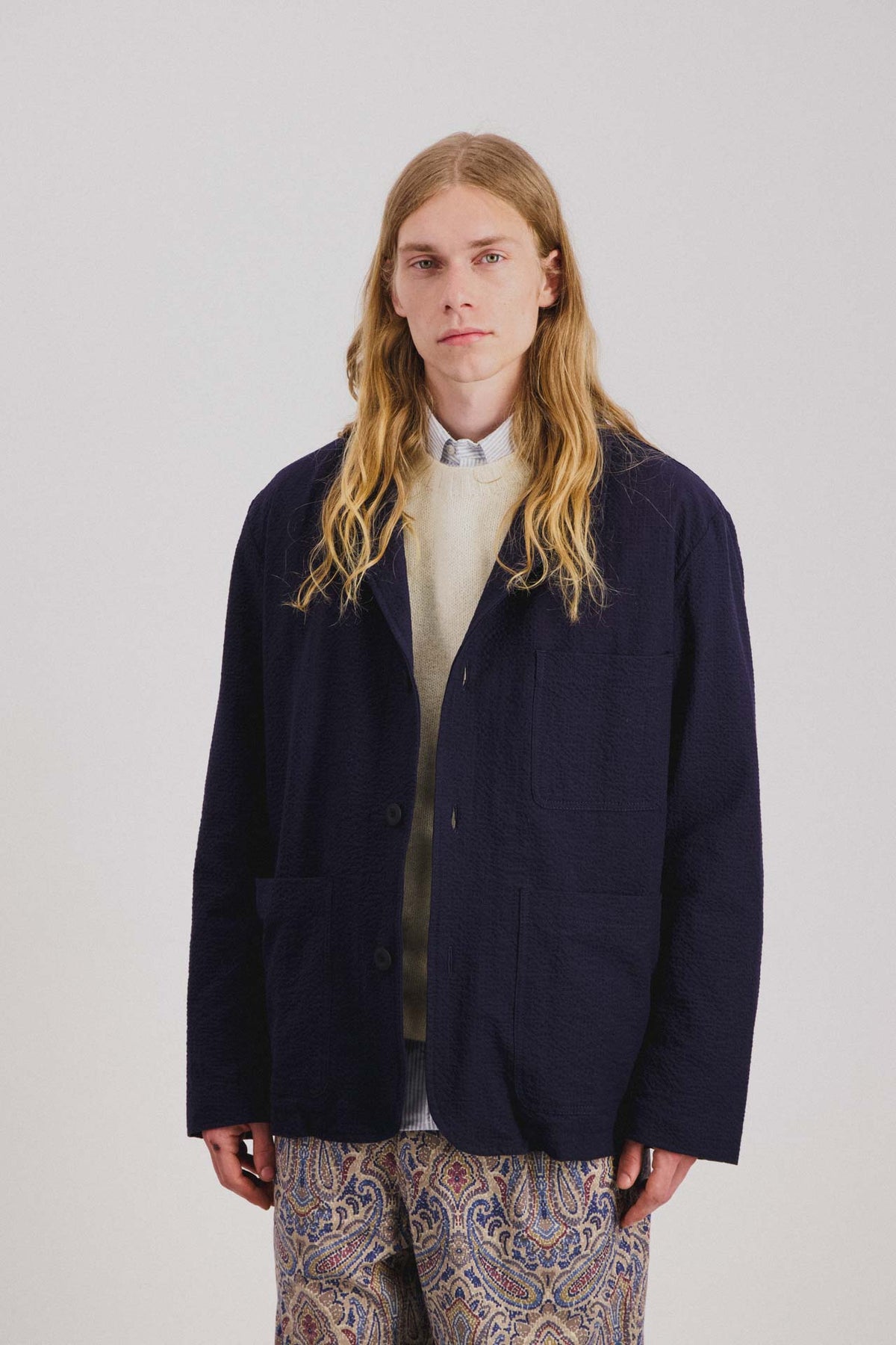 Cosmic Blazer - Seersucker - Navy