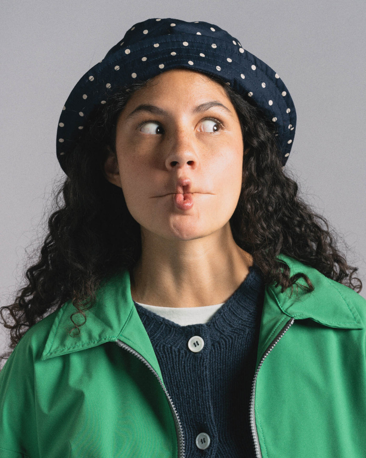Dream On Dreamer Hat - Japanese Polka Dots - Navy