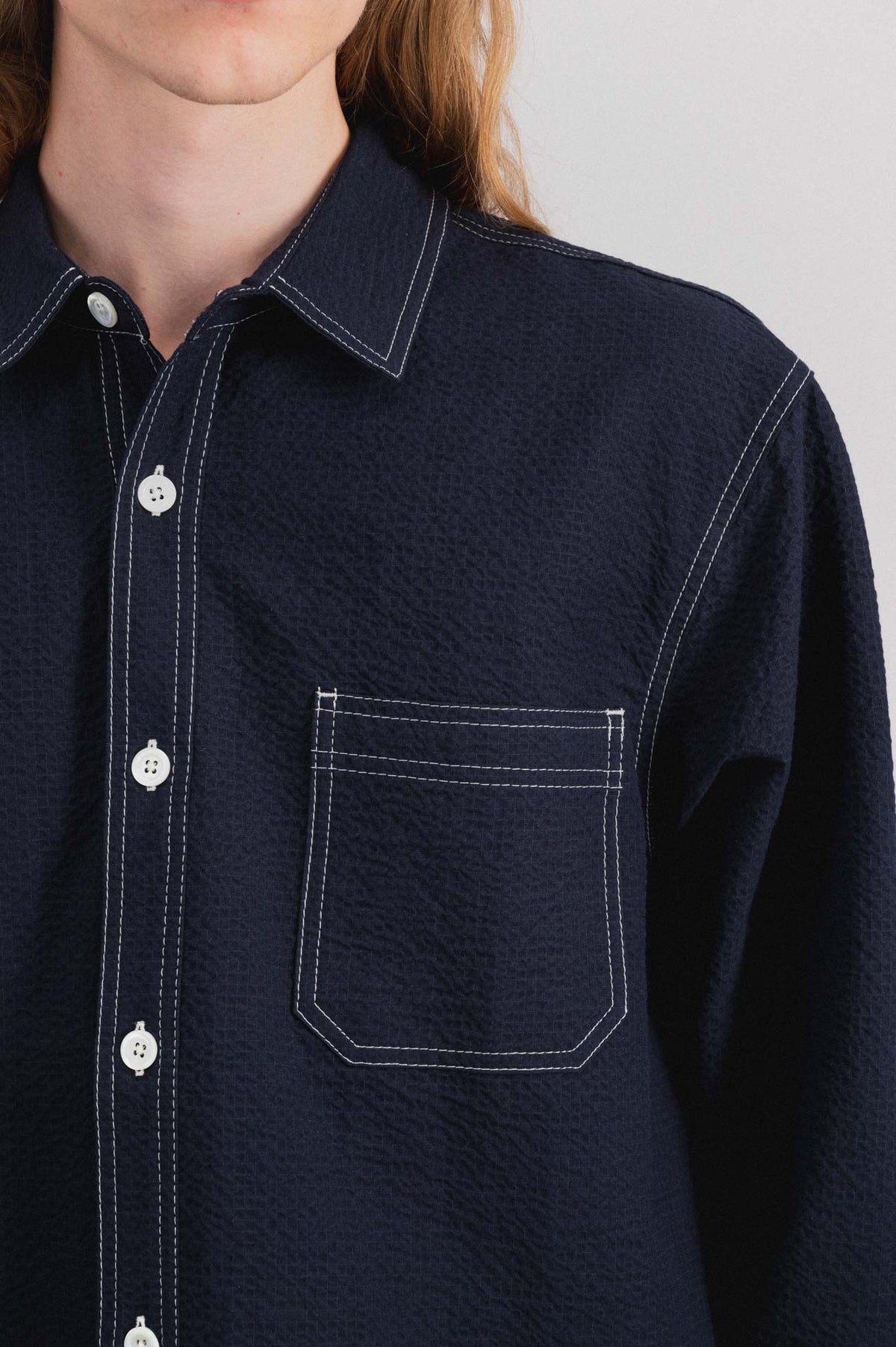 Everyday Shirt - Navy Seersucker