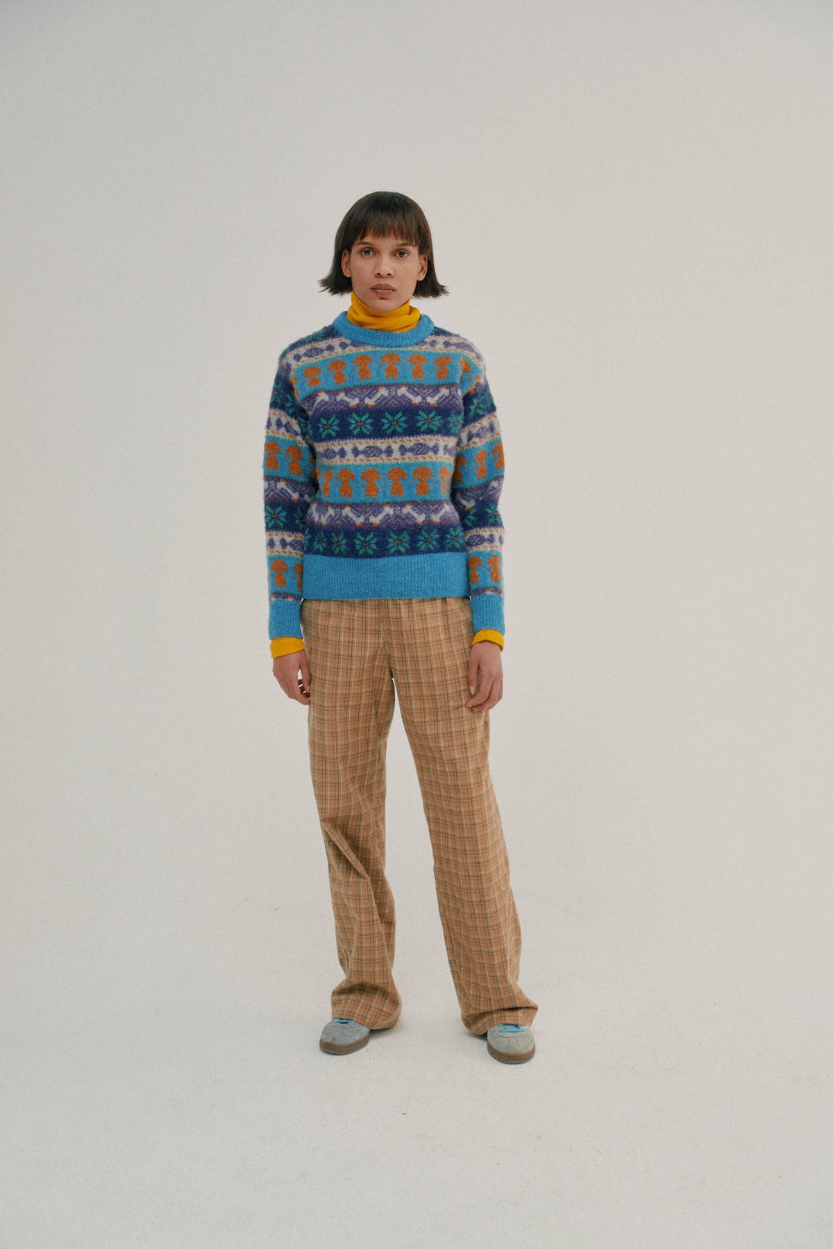 Love Pants - Brushed Japanese Cotton Check Camel (Women)