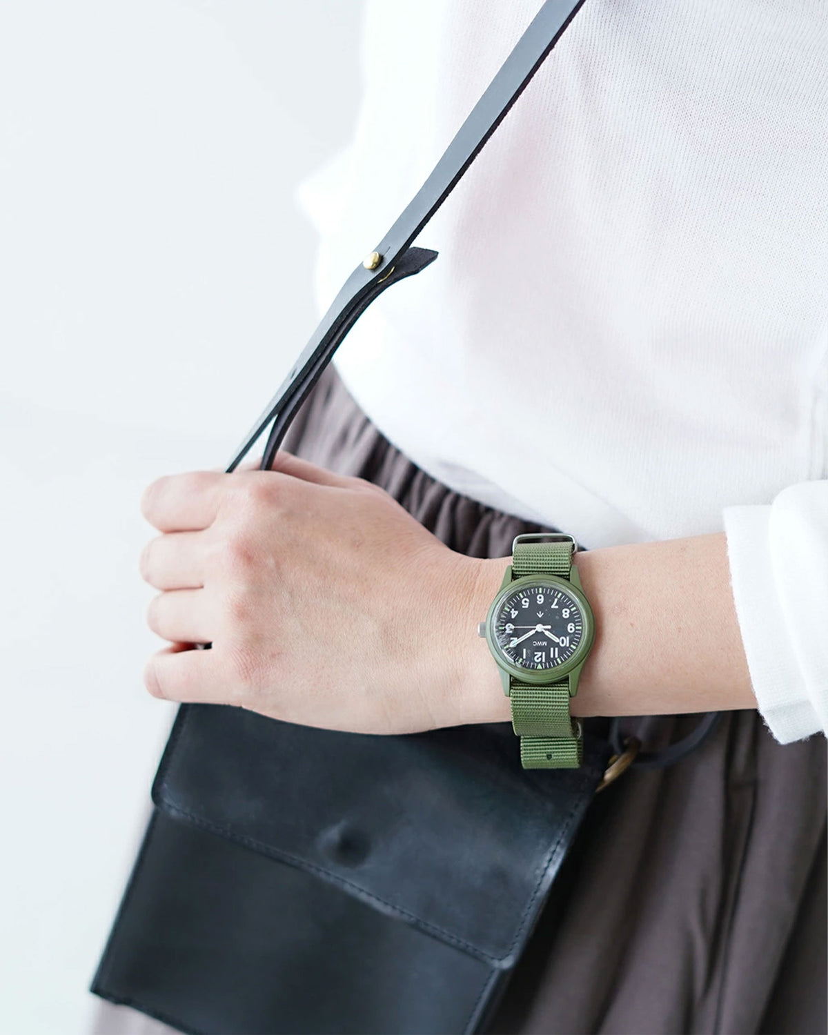 Classic 1960s/70s European Pattern Military Watch – Olive Drab (Matching Strap)