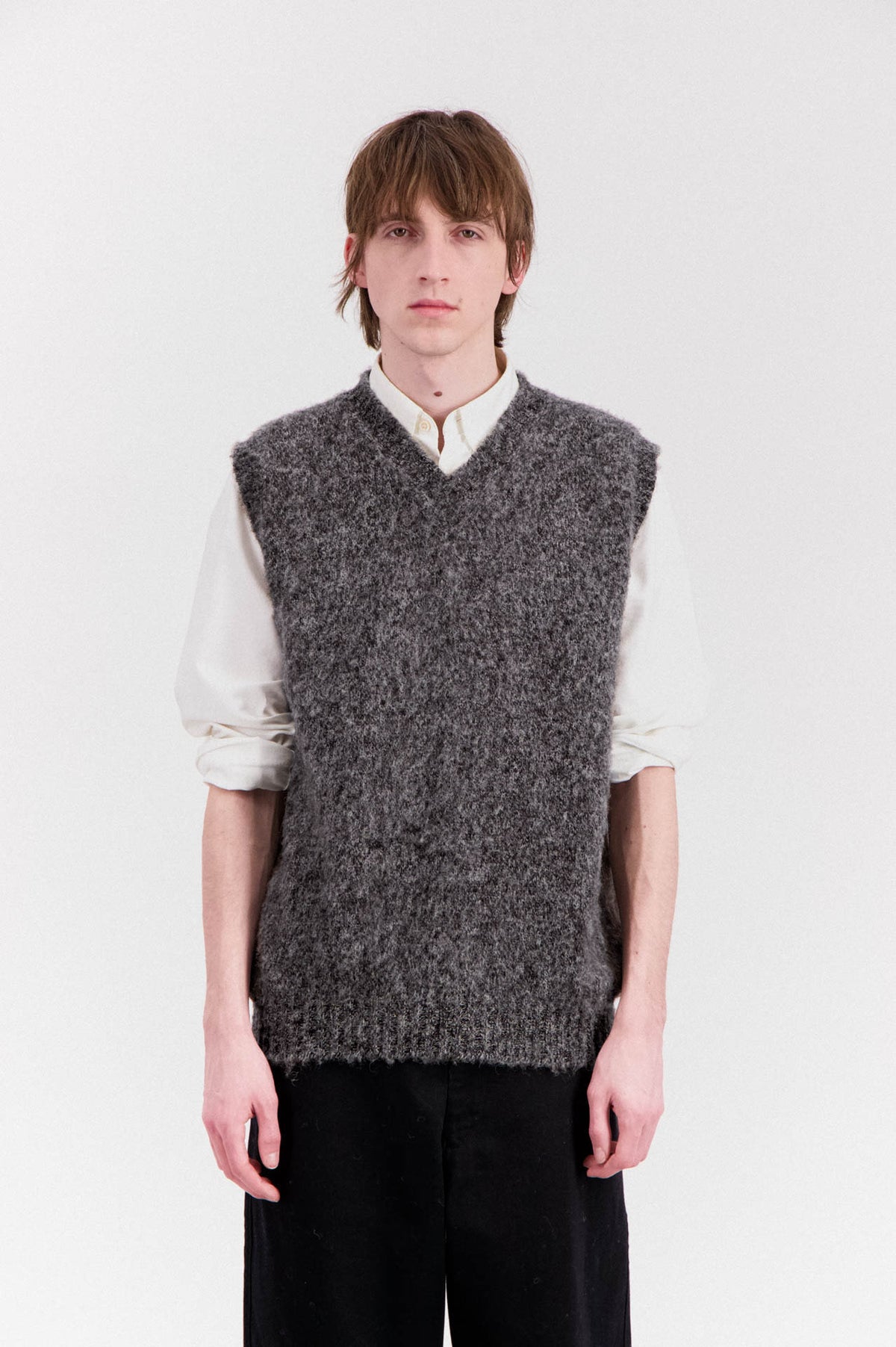 Shaggy Bear Slipover - Black Melange