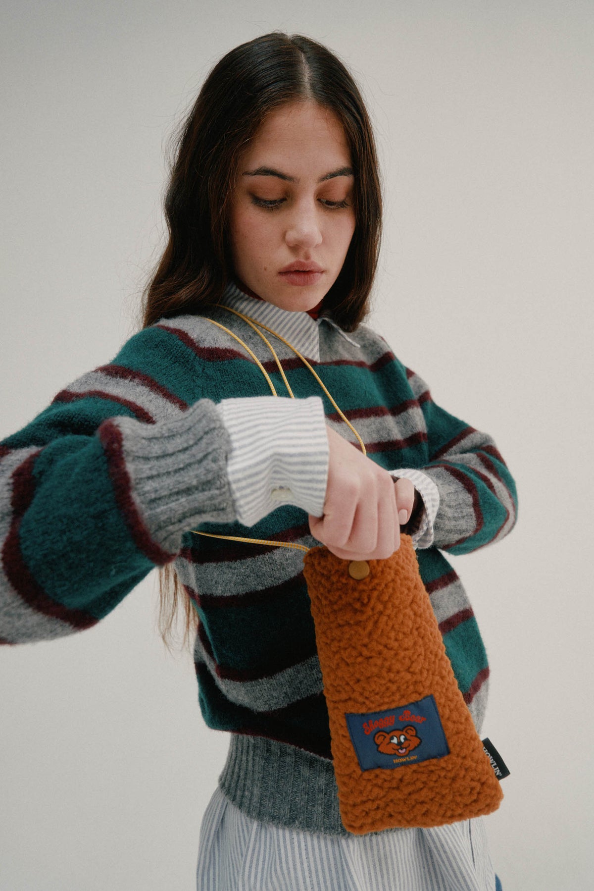 Shaggy Bear Pouch - Recycled Shearling Cognac