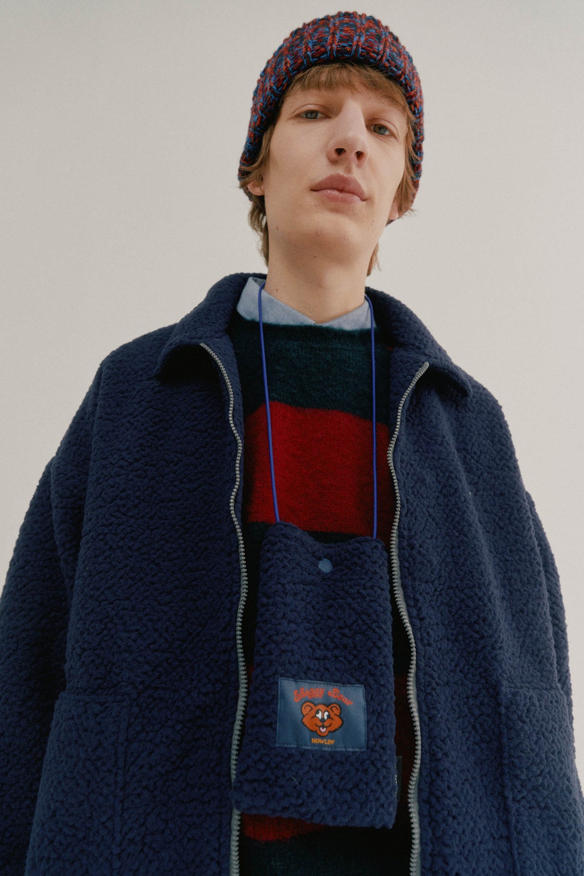 Shaggy Bear Pouch - Recycled Shearling Navy