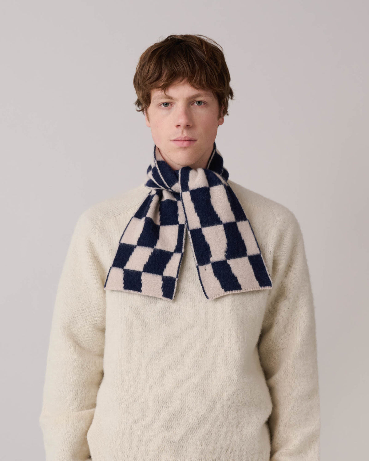 Mini Checkerboard Scarf - Oatmilk