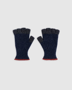 No Fingers In There Ribbed Gloves - Indigo