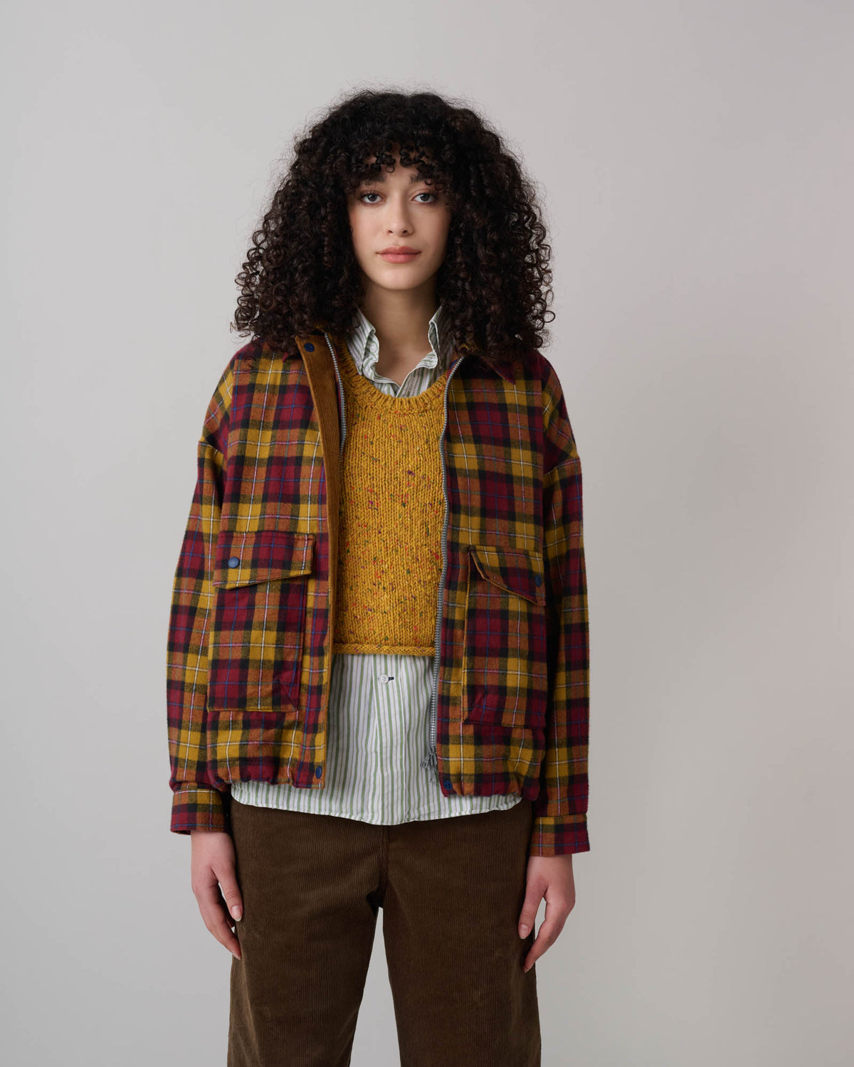 Boxy Moon Jacket - Check Twill - Yellowman (Women)