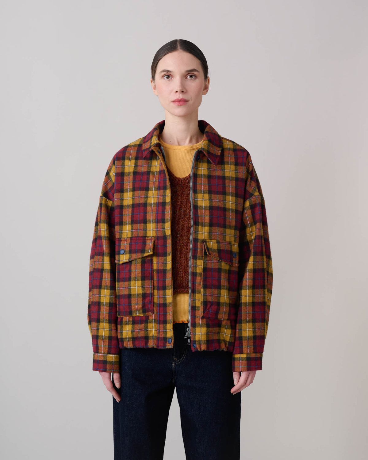 Boxy Moon Jacket - Check Twill - Yellowman (Women)