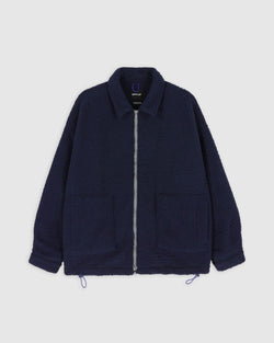 Boxy Swing Jacket - Recycled Shearling Navy