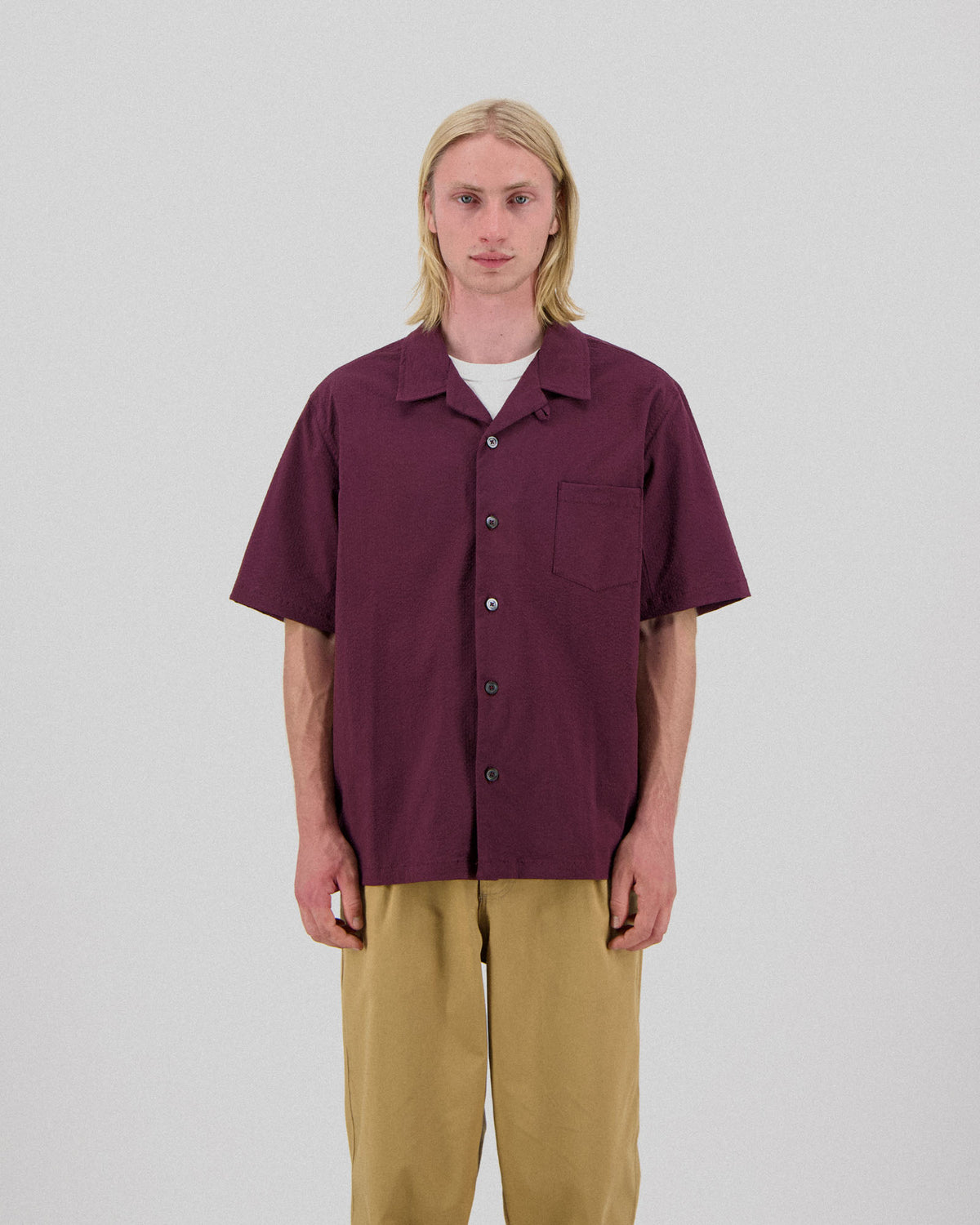 Cocktail Shirt - Seersucker - Burgundy