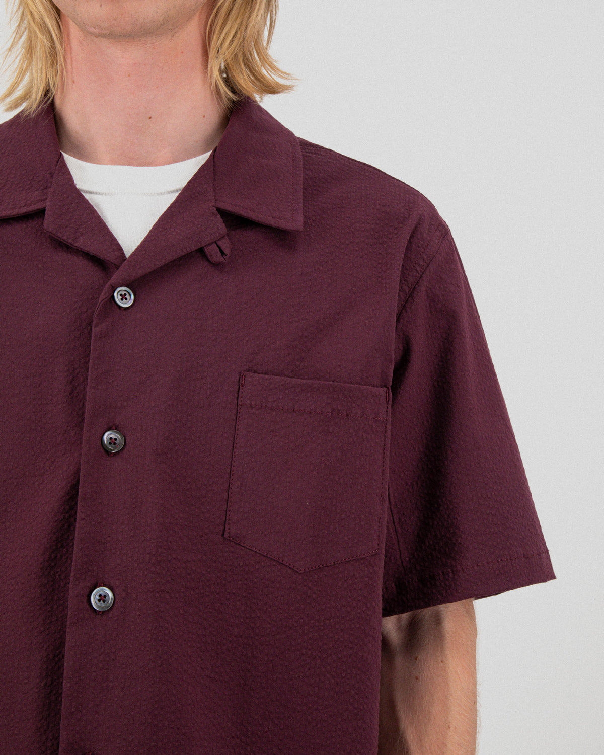 Cocktail Shirt - Seersucker - Burgundy
