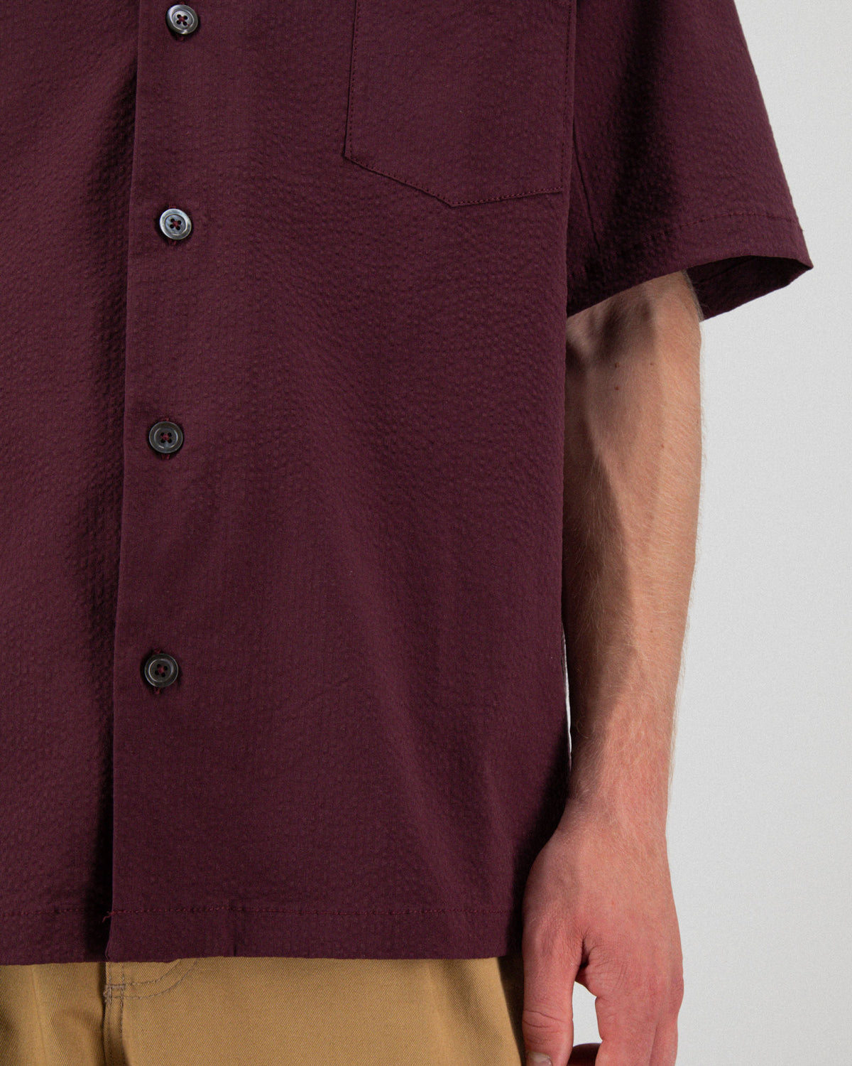 Cocktail Shirt - Seersucker - Burgundy