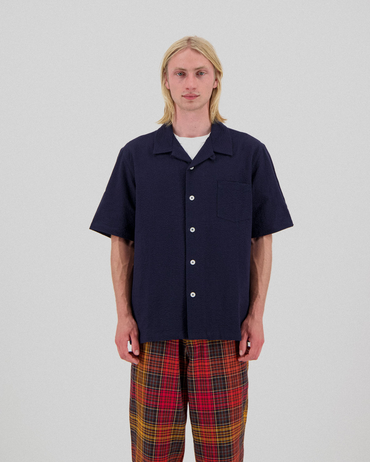 Cocktail Shirt - Crispy Seersucker - Navy