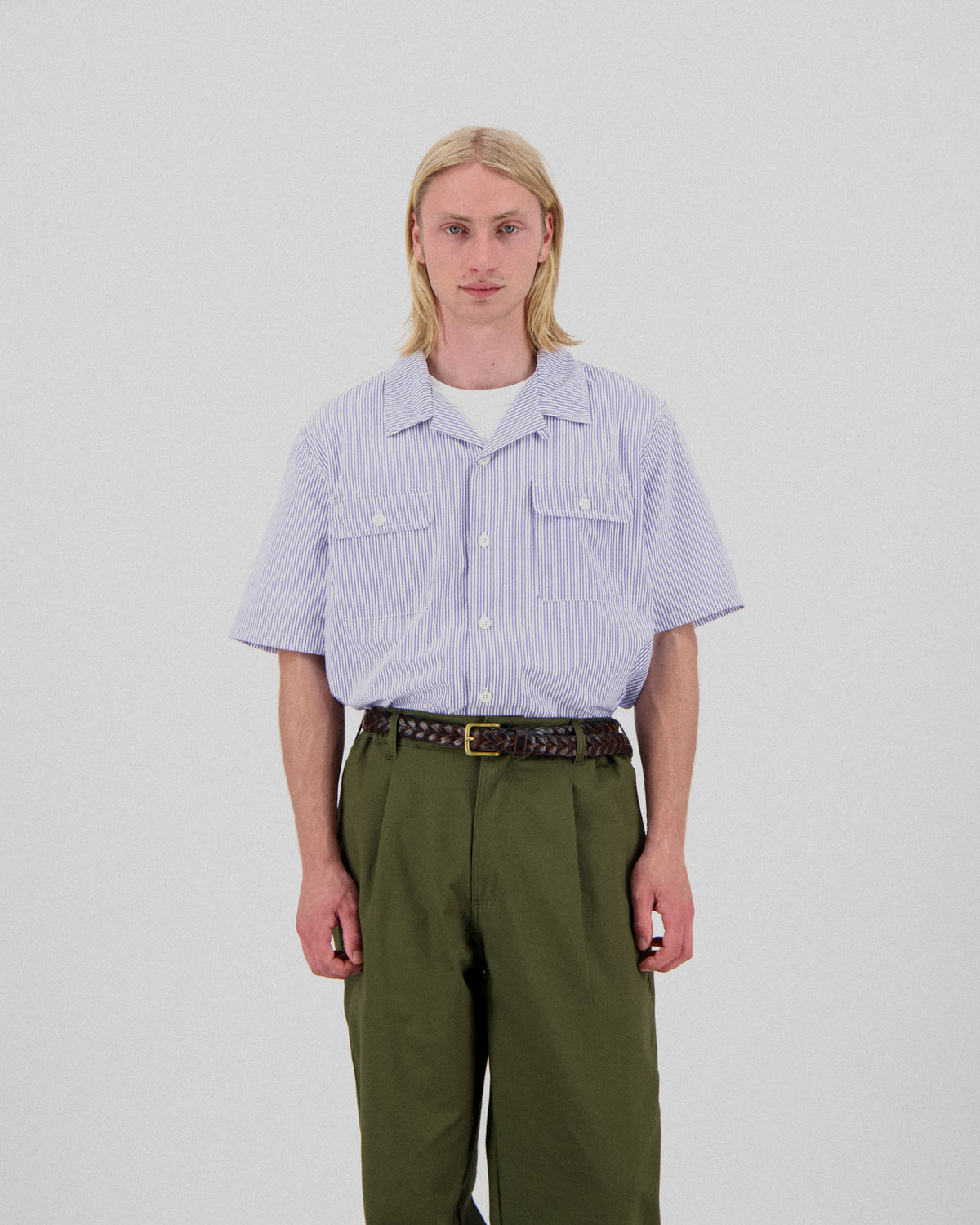 Cool Breeze Shirt - Seersucker Stripes - Blue Moon