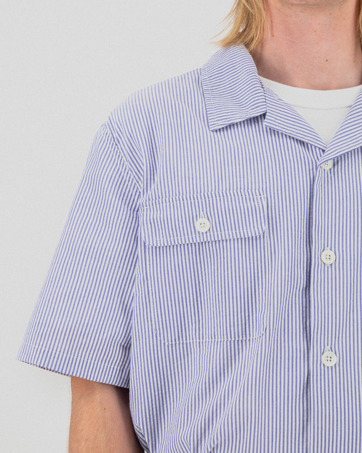 Cool Breeze Shirt - Seersucker Stripes - Blue Moon