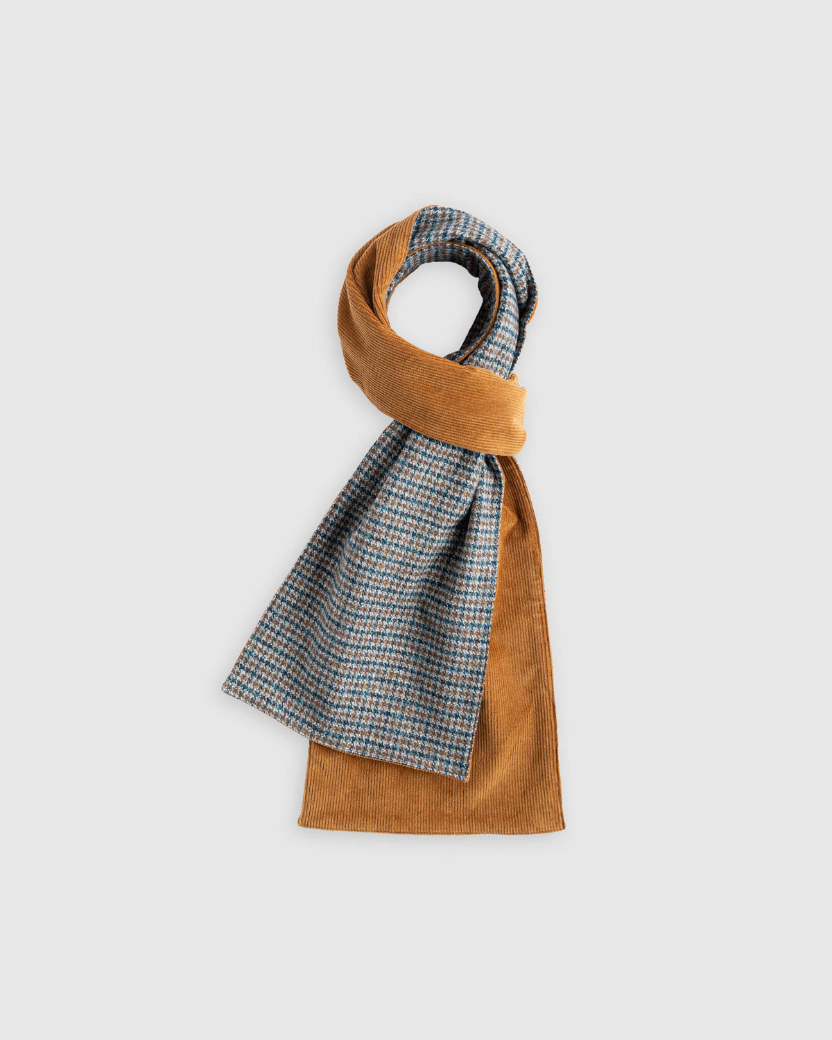 Cord and Woven Scarf - Cognac Mix