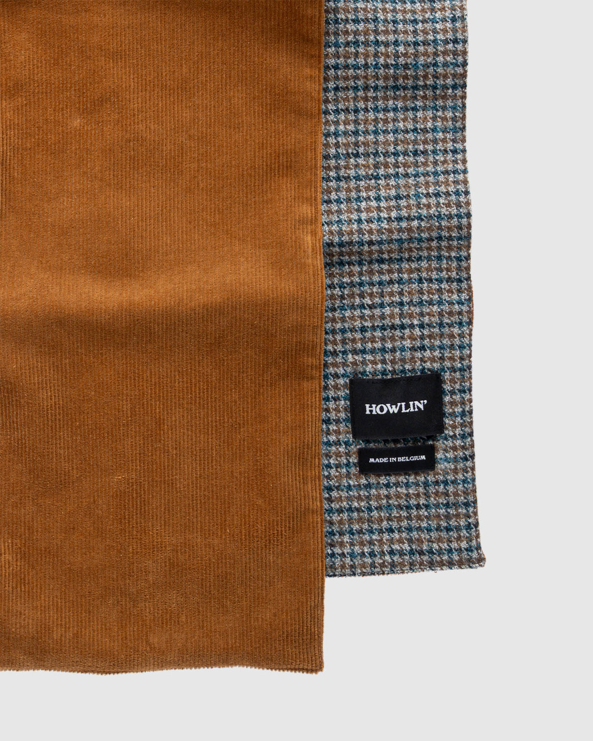 Cord and Woven Scarf - Cognac Mix