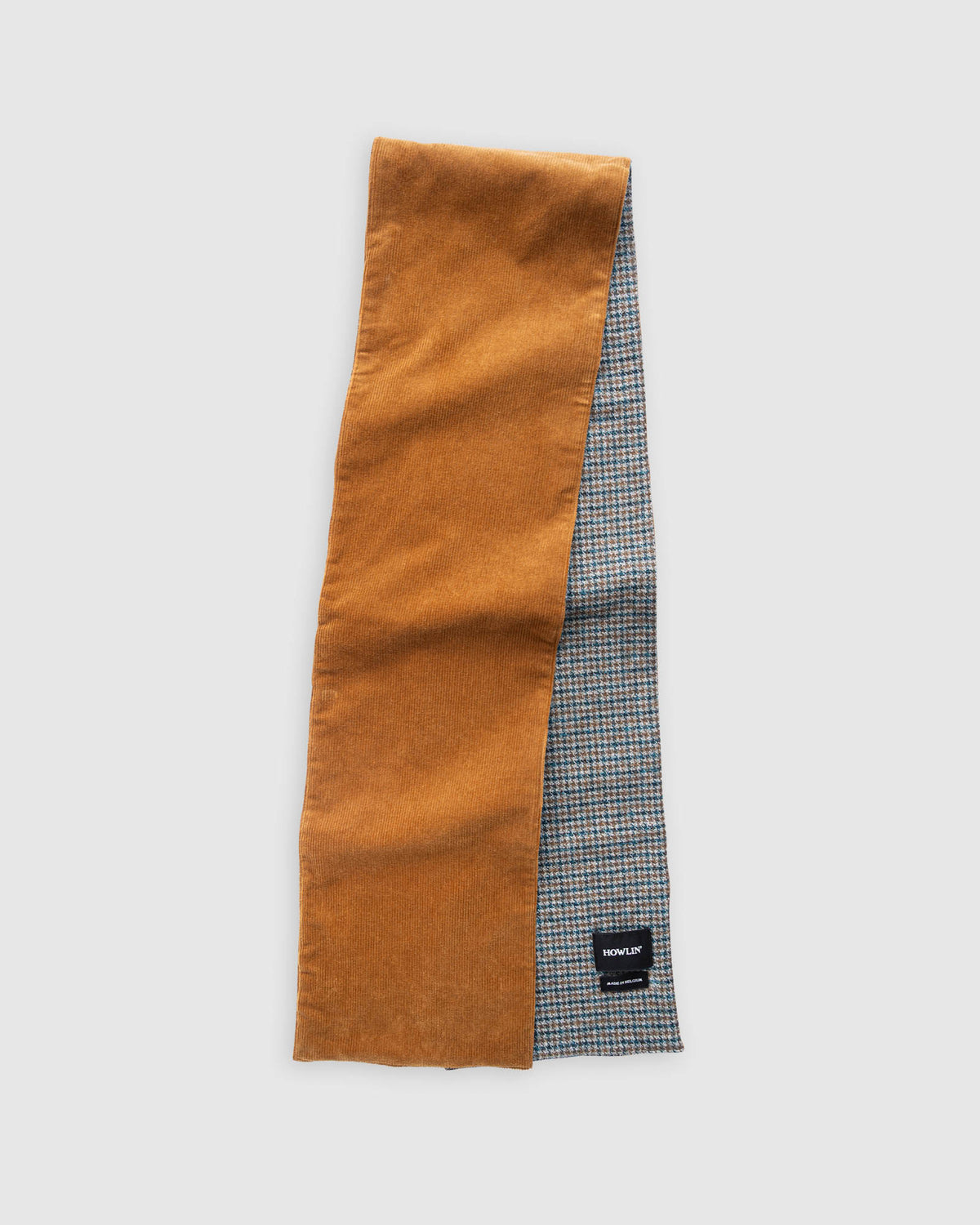 Cord and Woven Scarf - Cognac Mix