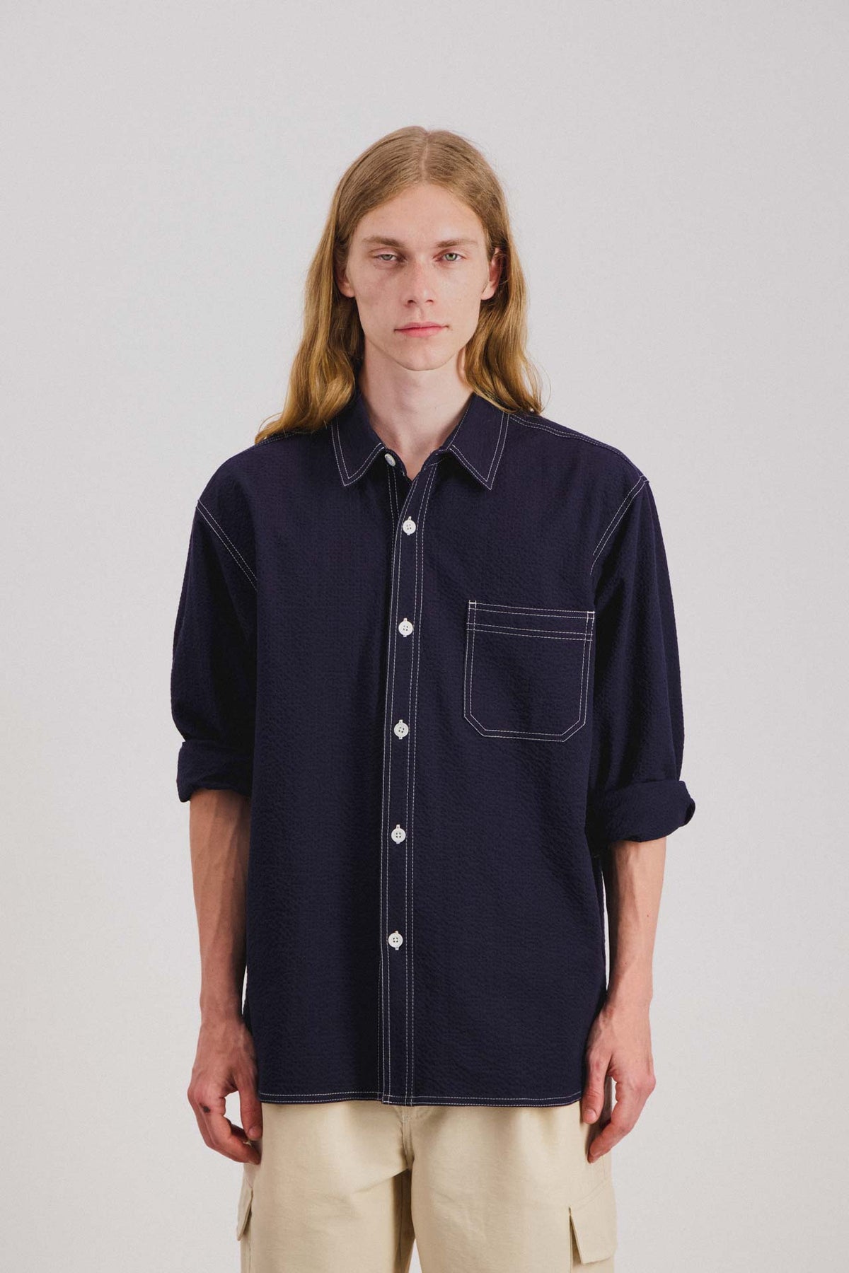 Everyday Shirt - Navy Seersucker