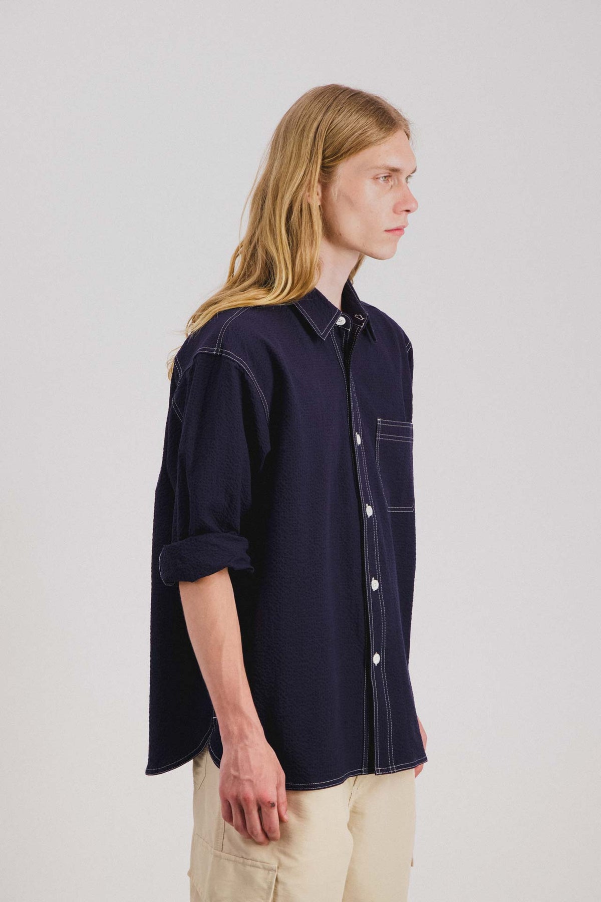 Everyday Shirt - Navy Seersucker