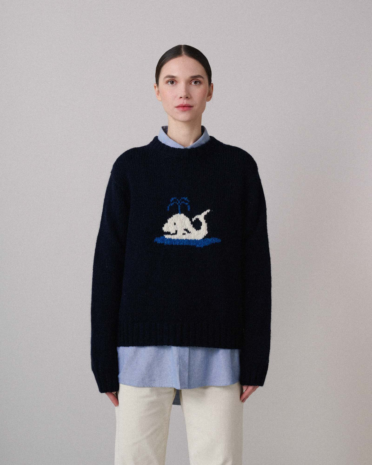 Floating Smiling Whale - Navy (Women)
