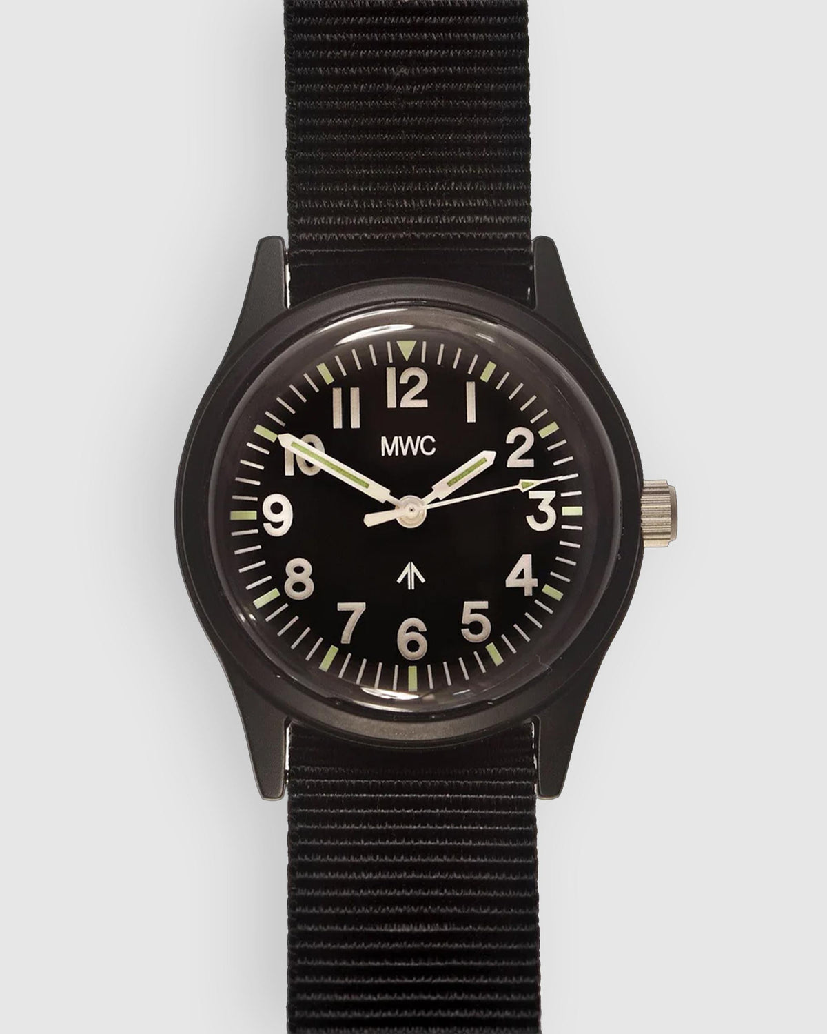 Classic 1960s/70s European Pattern Military Watch – Matt Black (Webbing Strap)