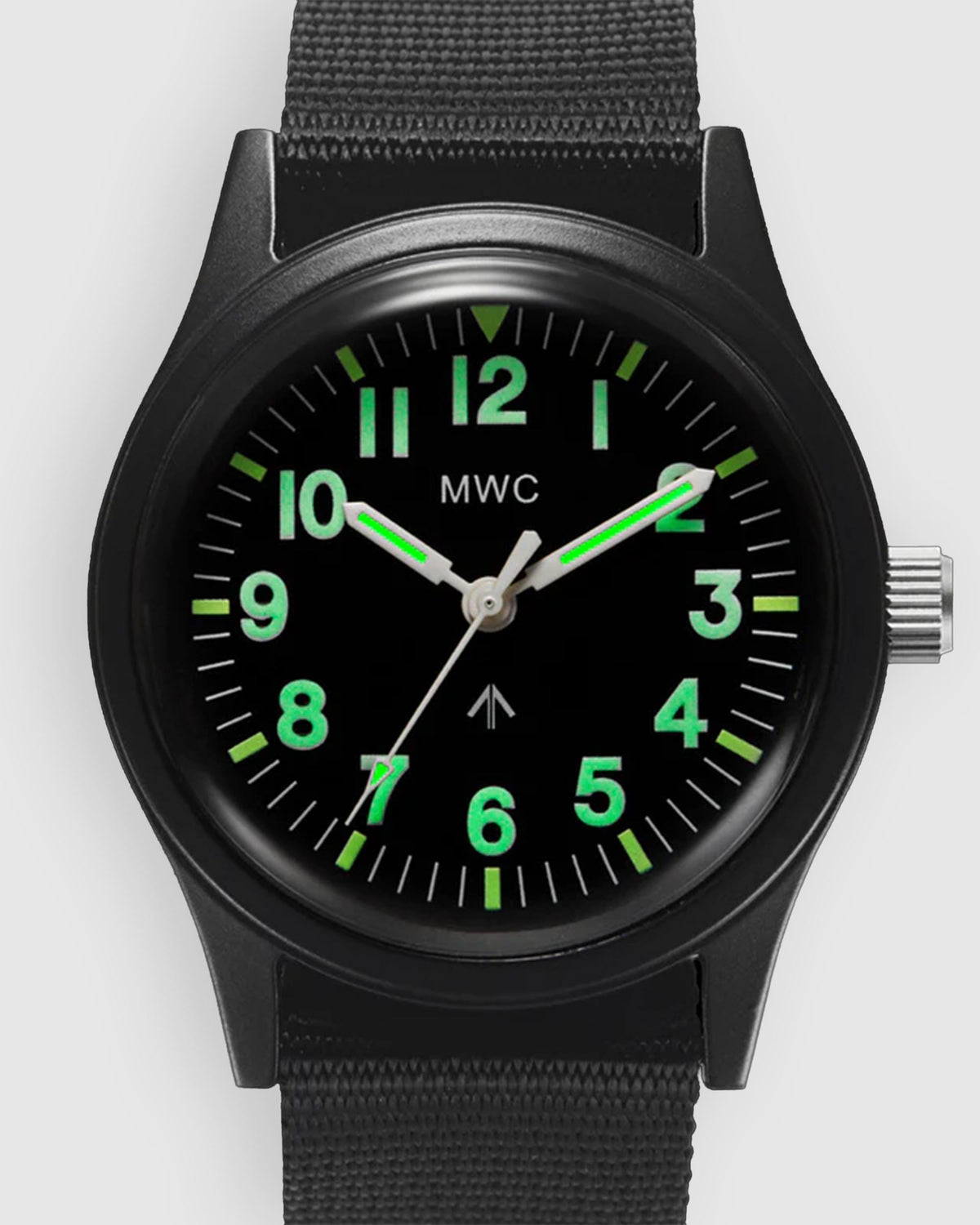 Classic 1960s/70s European Pattern Military Watch – Matt Black (Webbing Strap)