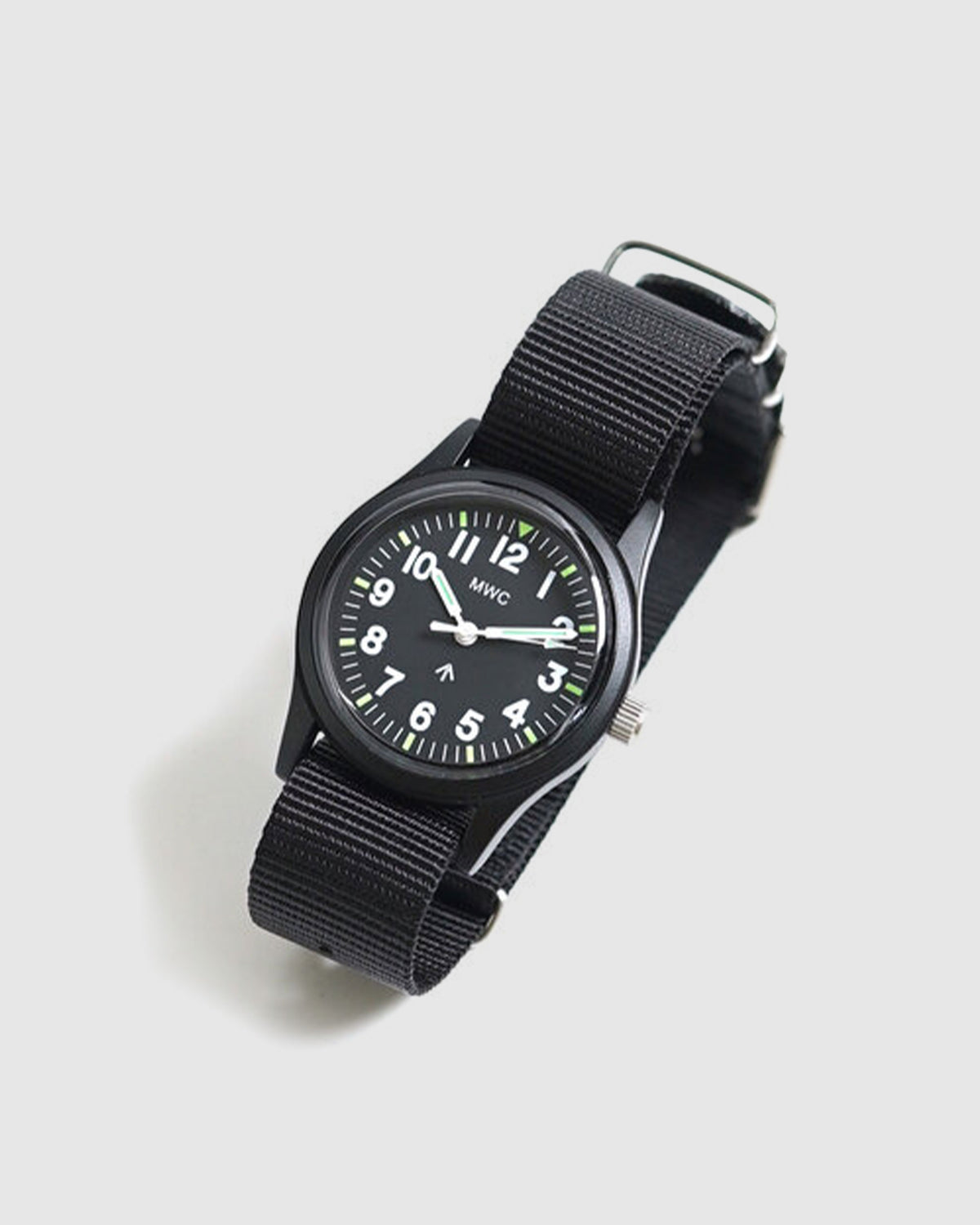 Classic 1960s/70s European Pattern Military Watch – Matt Black (Webbing Strap)