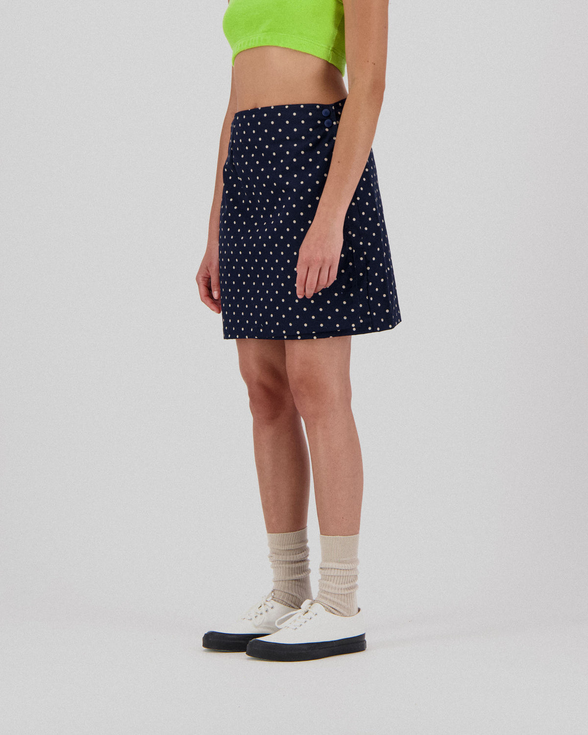Safe Skirt - Japanese Polka Dots - Navy (Women)