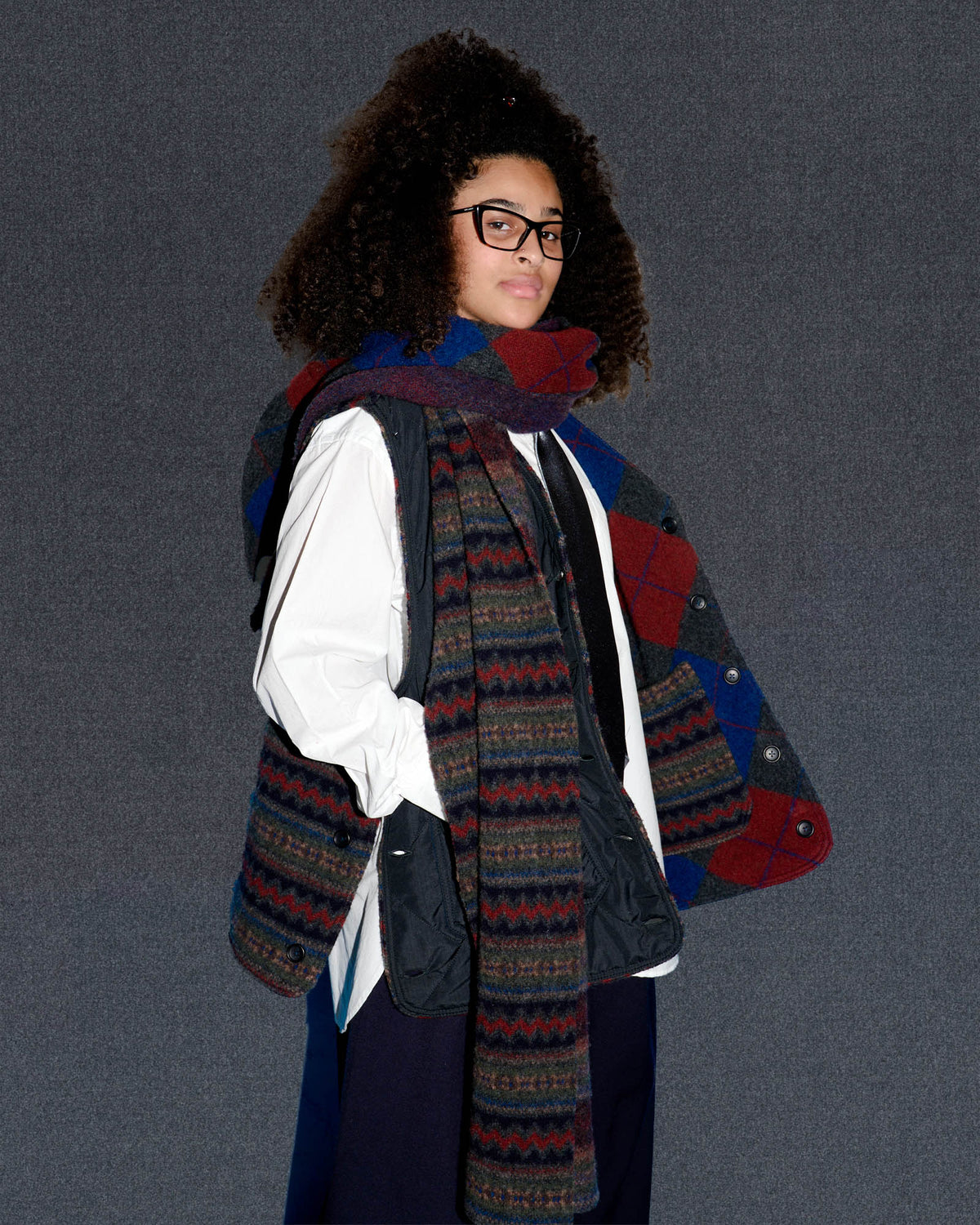 Howlin' x Engineered Garments - Argyle Mixed Scarf